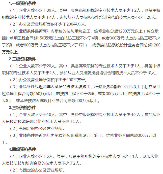 福利！廣東各市區(qū)企業(yè)安防資質(zhì)4個級別申報要求大全！